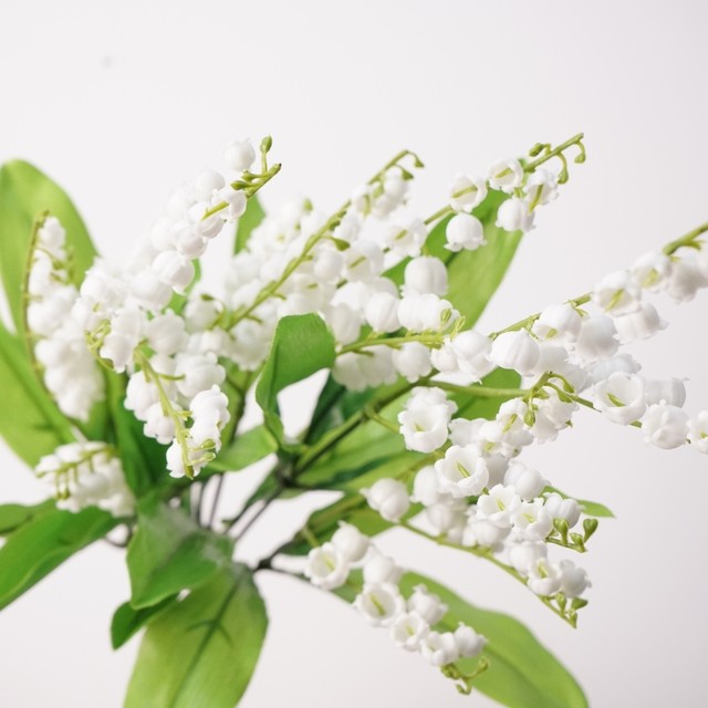 Simulated flower new single-branch lily of the valley home gardening green plant wedding set artificial plastic white bell flower