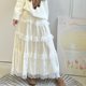 French sweet velvet lace cake skirt for women in autumn and winter sweet high waist a-line skirt skirt midi skirt