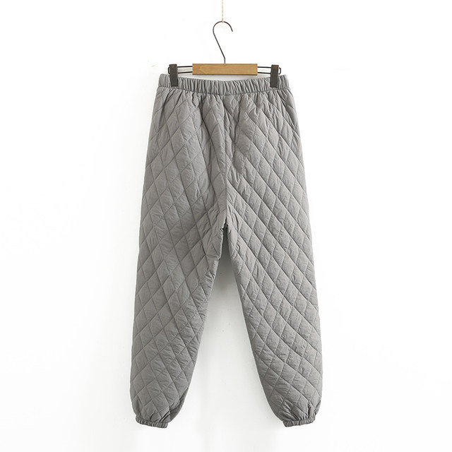 Middle-aged large size lightweight down cotton trousers for women winter elastic waist warm trousers for women bottoming high waist cotton trousers for women