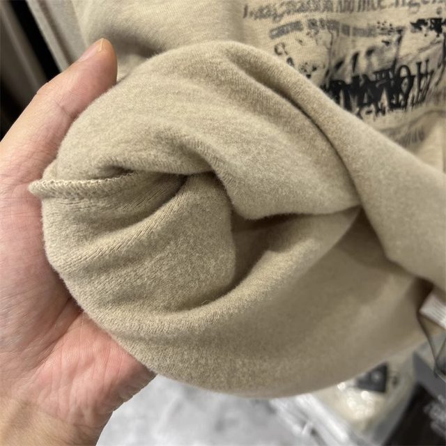 Design sensory letter printing with thin velvet long -sleeved T -shirt 2023 autumn and winter new foreign qi inside with bottom shirt shirt