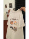Korean retro cat printed short-sleeved T-shirt for women in summer loose chic Hong Kong flavor pure cotton round neck student top