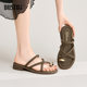 Dadong toe slippers women's shoes 2025 summer new fashion casual thick heel mid-heel round toe cover X1279