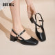 Dadong rear hollow sandals women's shoes 2025 summer new elegant thick high heels one-button square head rhinestone sandals 0041