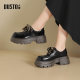 Dadong Loafer Women's Shoes 2025 Autumn New Fashion, Casual Simple Thick Heel High Heel Lace Round Head Q0146