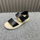 Processed first-layer cowhide two-wear beach shoes for women 2025 summer new Velcro retro open-toe Roman sandals