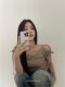 Exclusive type Korean personalized design shoulder hollow strap slim short short sleeve T-shirt