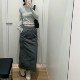 U casual work skirt retro slit skirt double pocket loose elastic waist hip long skirt women 464890

