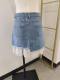 2024 summer new Korean version of pearl net yarn splicing denim skirt half -body skirt irregular short skirt shows thin A -line skirt
