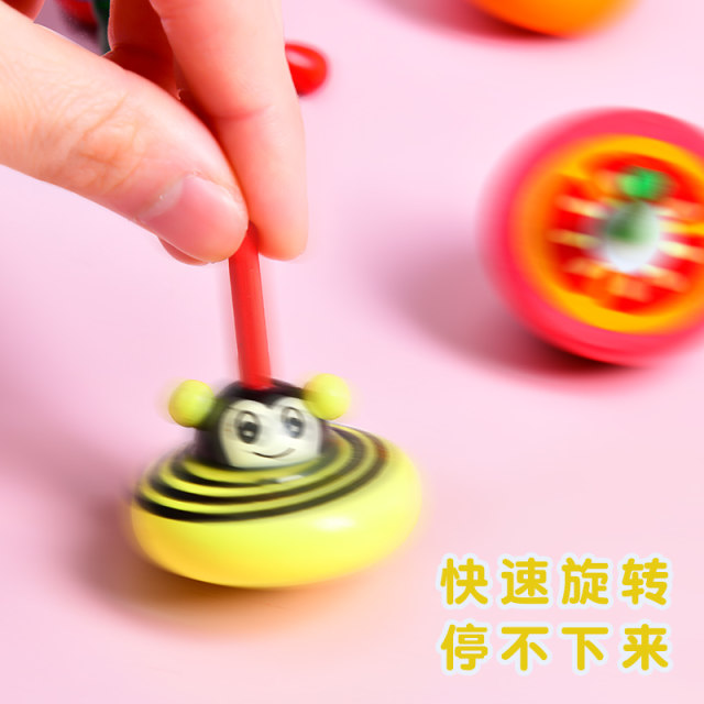 Gyro toys children boy wooden rotating small gyro pressure relief toys manual turn girls hand-turn vintage hand-roll