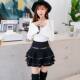 Lace cake skirt pleated short skirt for women in spring and summer new high-waisted slim large size versatile A-line puffy skirt
