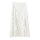 Buyer store new product 24 spring and summer lace asymmetric oblique ruffled slit skirts irregular long skirt women
