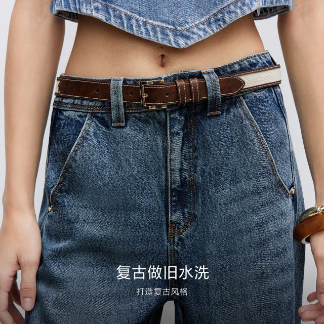 ONLY2025 Summer New Style Light and Light Lacele Retro Washed High Waist Loose Straight Trousers Jeans Women