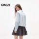 ONLY2025 summer new lace-up bow solid color straight shoulder straight slim lapel long sleeve short shirt for women