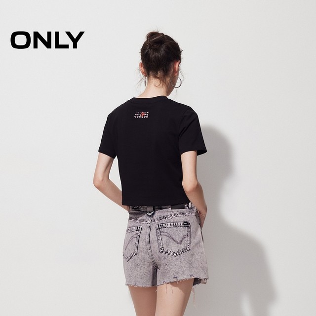 ONLY summer retro old washing rosted high waist shorts jeans women 124243044