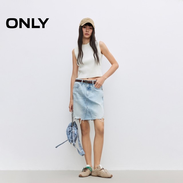ONLY2025 summer new style personalized old breasted design makes it look slim and tall A-line short skirt denim skirt women