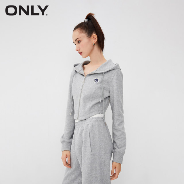 ONLY summer new solid color texture slimming straight sports sweatshirt/trouser pants glutinous rice casual pants set
