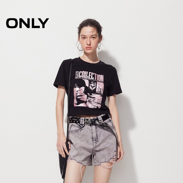 ONLY summer retro old washing rosted high waist shorts jeans women 124243044