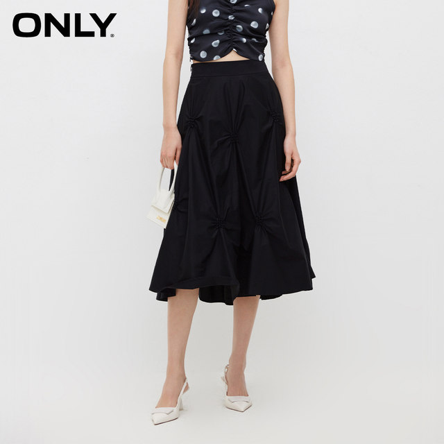 ONLY summer elastic waist irregular decoration high waist A-line umbrella skirt mid-length skirt for women