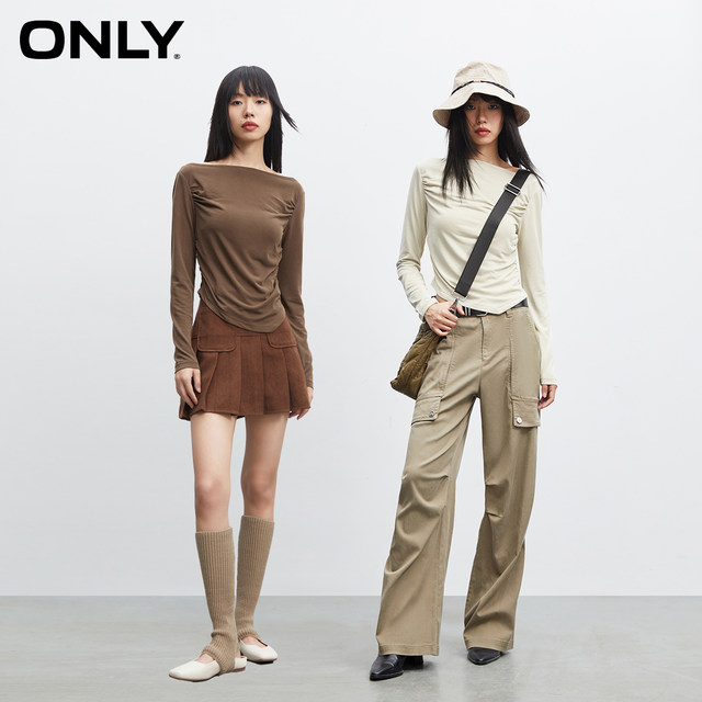 ONLY summer comfortable base shirt versatile one-length neck slim long-sleeved top T-shirt for women 123301026