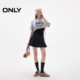 ONLY2025 Summer New Letter Print Drawstring Hem Loose Round Neck Set Short T-Shirt for Women