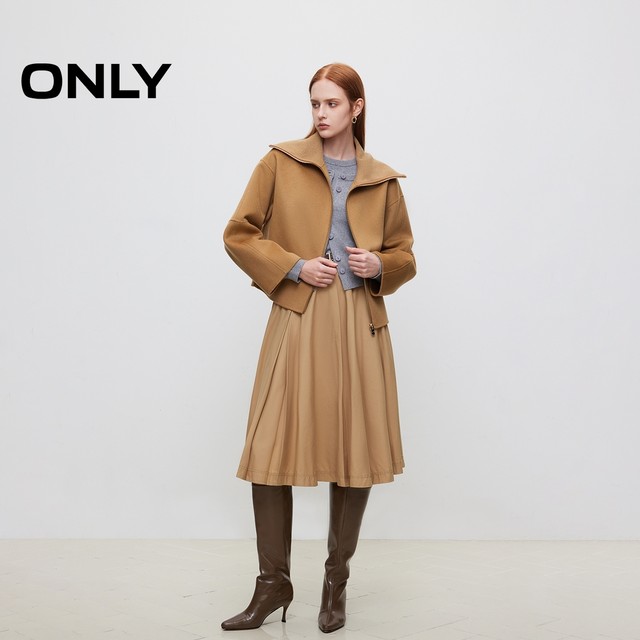 ONLY summer double-sided wool pure wool lapel short wool coat for women 12434T003