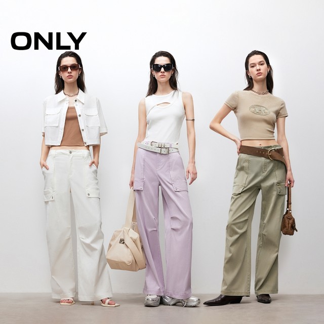 
ONLY2025 summer new high-waist straight-leg pants loose work pants casual pants for women
