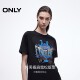 ONLY2025 summer new fashionable old printed raglan round neck loose fit pure cotton short-sleeved T-shirt for women