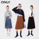 ONLY summer fashion retro high waist denim A-line mid-length pleated skirt skirt women 123337008
