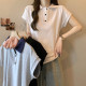 Summer 2025 new lapel POLO shirt short-sleeved T-shirt for women in summer Korean style slim cotton rag-sleeved top trendy