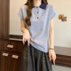 Summer 2025 new lapel POLO shirt short-sleeved T-shirt for women in summer Korean style slim cotton rag-sleeved top trendy