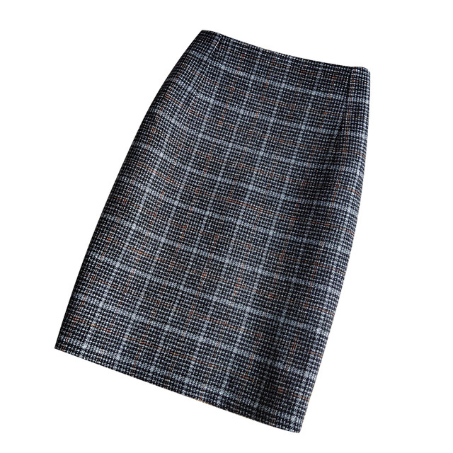 Wool skirt for women autumn and winter 2024 Korean version high waist retro winter woolen a-line skirt mid-skirt plaid knee-length skirt
