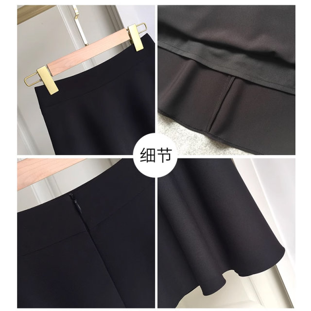 Women's 2025 Spring and Autumn Suit Skirt Mid-length One-Step Skirt Umbrella Skirt Simple Commuter Black Professional Suit Skirt
