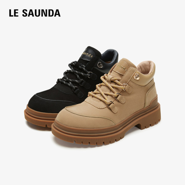 Laersdan shopping mall same style round toe thick-soled Martin snow plus velvet rhubarb boots for women 4T39801V