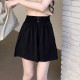 Black suit shorts, women in summer, thin waist, thin, loose casual small, ice silk large size A -line 5 five -point pants