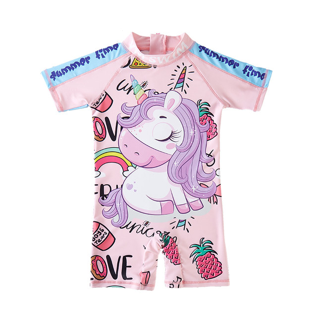 Children's swimsuit girl ins girls quick-drying sun protection one-piece surfing suit swimming trunks baby cute cartoon swimsuit