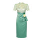 Stunningly beautiful small fresh lace dress spliced ​​fake two-piece high-end temperament half-high collar slim hip skirt summer