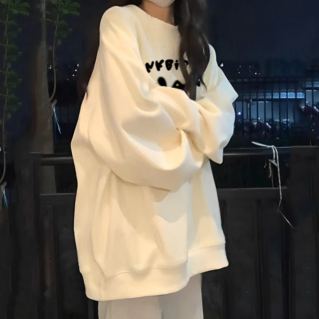 Solid color hoodless sweatshirt for women spring and autumn oversize thin coat Korean style trendy loose lazy versatile top