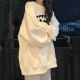 Solid color hoodless sweatshirt for women spring and autumn oversize thin coat Korean style trendy loose lazy versatile top