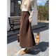 Retro orange corduroy skirt for women in autumn and winter medium length small straight skirt for chenille slit arm wrap skirt