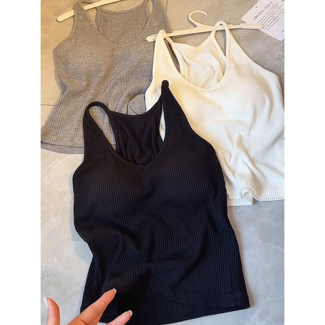 2025 autumn new European vertical striped cup suspender vest women's refreshing outfit temperament and beautiful back top