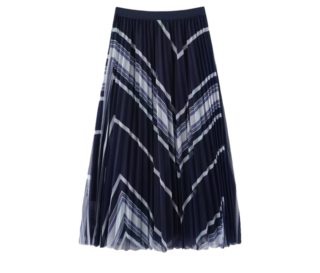 DAIZZEI~ Spring and Autumn New Temperature Pleated Skirt for Women High Waist Slim Medium-length Elastic Waist Mesh Skirt
