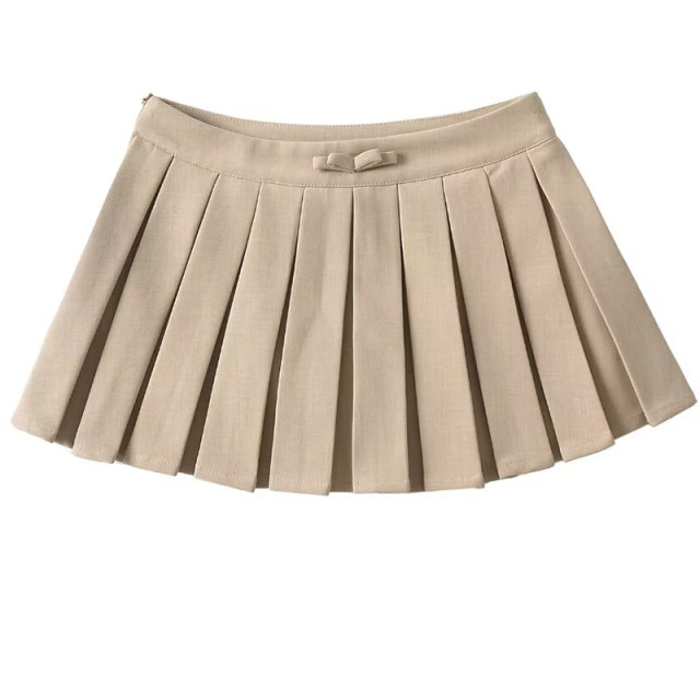 Low -waist college wind band bow pleated skirt miu is a girl sweet girl anti -walking half -body mini skirt
