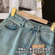 Heavy Industry Women's Retro Slit Washed New Medium-Length Old High Waist Denim A-line Skirt Spring and Summer 2025