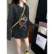 
200Jin [Jin equals 0.5 kg] Large size American lazy loose cartoon Mickey printed washing black couple round neck autumn long-sleeved T-shirt