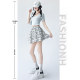 2025 spring and summer white chiffon floral short skirt fashionable and versatile Korean slim A-line short skirt large size cake skirt