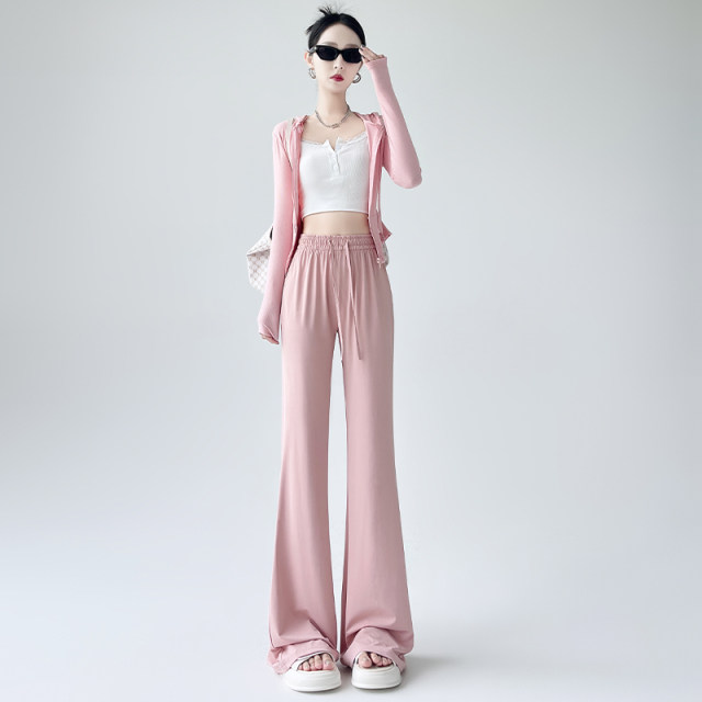 Wearing micro-flare yoga pants for women in spring and summer 2025 thin high waist small quick-drying high hanging flared trousers