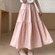 Pink skirt for women 2025 new summer thin gentle A-line long skirt high waist slim small cake skirt
