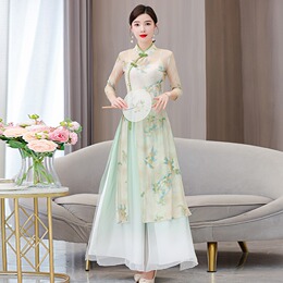 Auday cheongsam suit Chinese style elastic body charm costume young classical dance performance suit