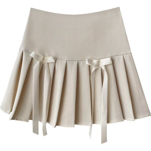 American retro sweet bow pleated suit short skirt Female spring and summer college