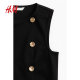 HM women's dress summer fashionable sleeveless fashion round neck casual button skirt 1264758
